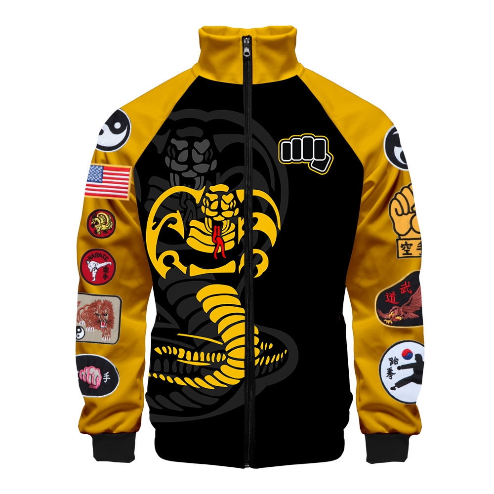 Hot TV Show The Karate Kid Cobra Kai Fashion Men Zipper Hoodies Jackets 3D Stand Collar Sweatshirt Tops boy Tracksuit Oversized Walmart