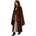 thumbnail image 2 of HNMKIU Ladies Evening Wrap Velvet Hooded Cape For Halloween Adult Kids Warm Cloak Wrap Brown,L, 2 of 4