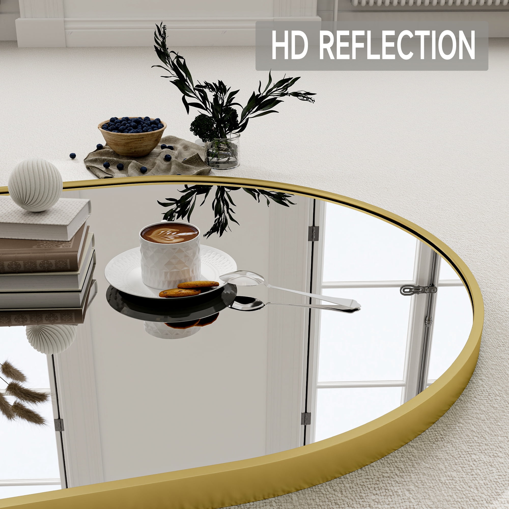 Anyrose 24"x65" Full Length Mirror with Arch-Top Standing Mirror Wall Mounted, Gold