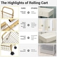 thumbnail image 4 of 3 Tier Rolling Utility Cart, Storage Trolley Service Cart with Wheels Easy Assembly for Kitchen, Living Room, Office, Salon, Gold, 4 of 6