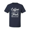 thumbnail image 2 of Wild Bobby Coffee Gets Me Started Jesus Keeps Me Going Inspirational/Christian Men Graphic Tee, Navy, 4X-Large, 2 of 5