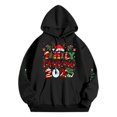 thumbnail image 4 of NinXxx Women's Letter Print Hooded Sweatshirt Long Sleeve Pullover Top Black S, 4 of 4