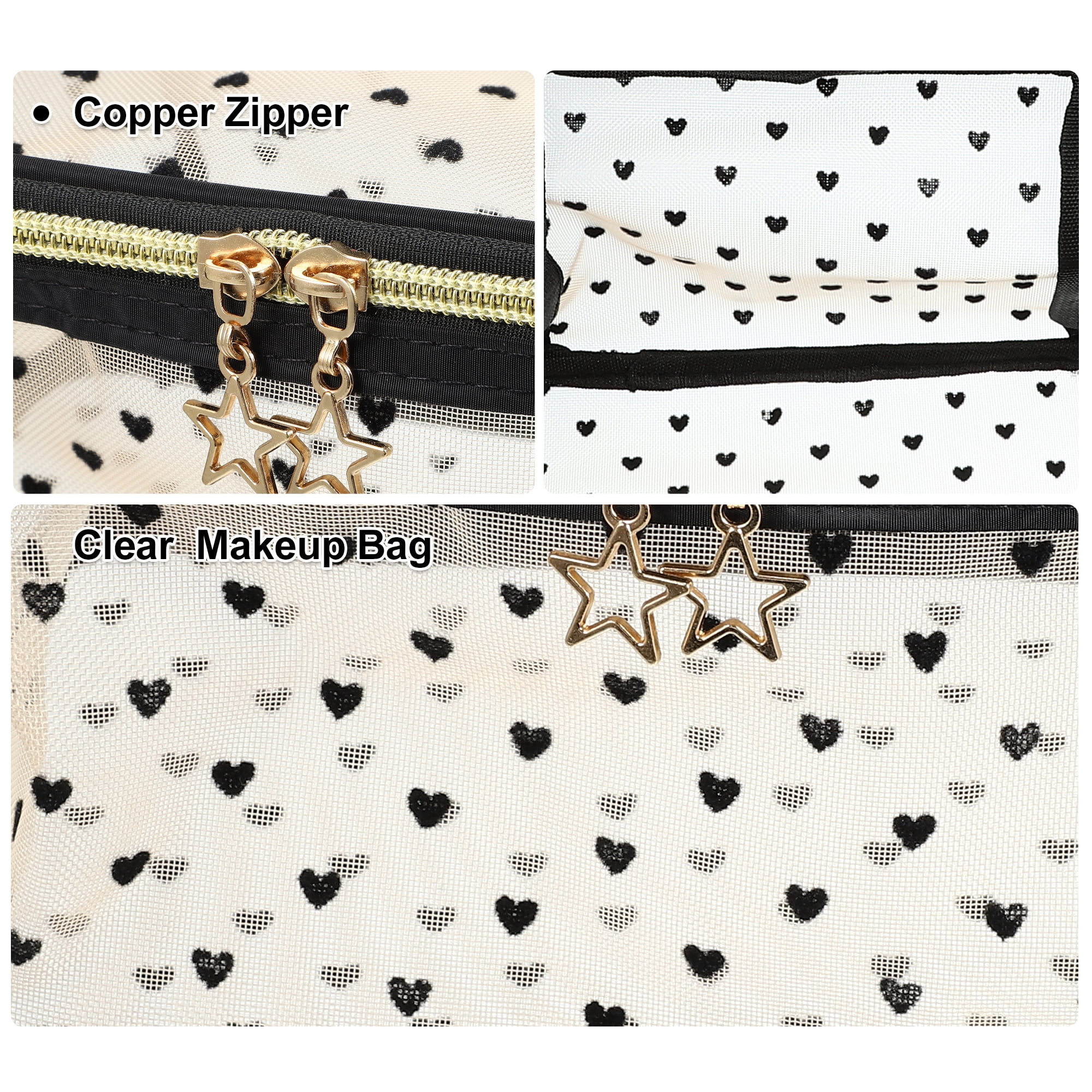 Unique Bargains Makeup Bag Travel Cosmetic Bags Zipper Beige Portable Makeup Organizer