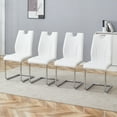 thumbnail image 6 of NYEESS Set of 4 White PU Dining Chairs with Silver Metal Legs, Upholstered Modern Kitchen and Dining Room Chairs, 6 of 7