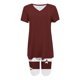 thumbnail image 2 of Blusas para las Mujeres Casual Impreso Cuello en V Manga Corta Blusa Pantalones Cortos, Conjuntos de Ropa para las Mujeres, 2 of 5