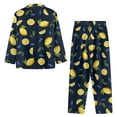 thumbnail image 3 of Xixirimido Lemons Navy Blue Print Mens Pajama Set Long Sleeve Sleepwear Classic Button Down Loungewear Soft Sleepwear Pj Set with Pockets, Large, 3 of 4