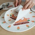 thumbnail image 2 of 1Pcs Easter Coaster Set,Bunny Handmade Braided Drink Coasters,Cotton Rabbit Printing Carrot Non Slip Round Cup Coaster Tabletop Protection for Home Office Spring Party Tableware-9.4", 2 of 9