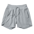 thumbnail image 4 of Miluxas Women's Summer Lightweight Quick Dry Running Shorts Solid High Waisted Workout Gym Track Shorts with Zipper Pockets UPF 50+ Gray, 4 of 7