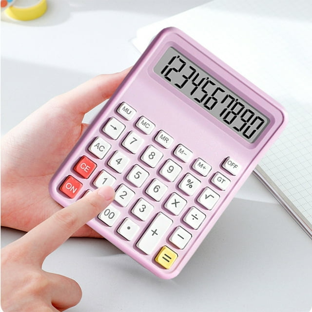 Calculadora portátil de escritorio con gran pantalla LCD y teclado silencioso para operaciones matemáticas básicas, ideal para la escuela, la oficina y el hogar. Aestivo | Morado | AESTIVO