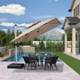 thumbnail image 2 of PURPLE LEAF Parasol de Patio Carré de Luxe 9 Pi avec Base, Grand Parasol Déporté à Mât Décentré avec Rotation à 360°, Beige, 2 of 14