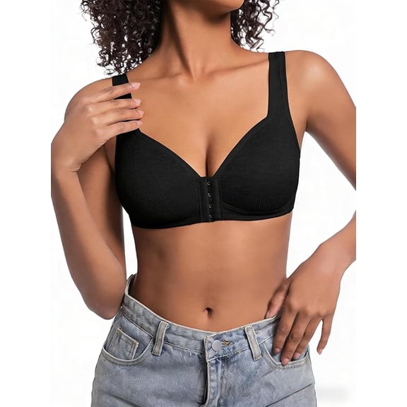 Pack Front Closure Bras for Women Full Coverage Lace Wireless Bralettes, Soft Breathable Support Wirefree Everyday Bras