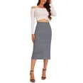 thumbnail image 2 of INSPIRE CHIC Women's Straight Skirt High Waist Midi Sweater Pencil Skirt XL Light Grey, 2 of 6