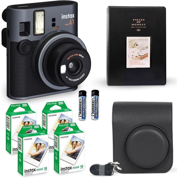 Fujifilm Instax Mini 41 Instant Film Camera Bundle with 40 Film Sheets & Accessories, Vintage Black