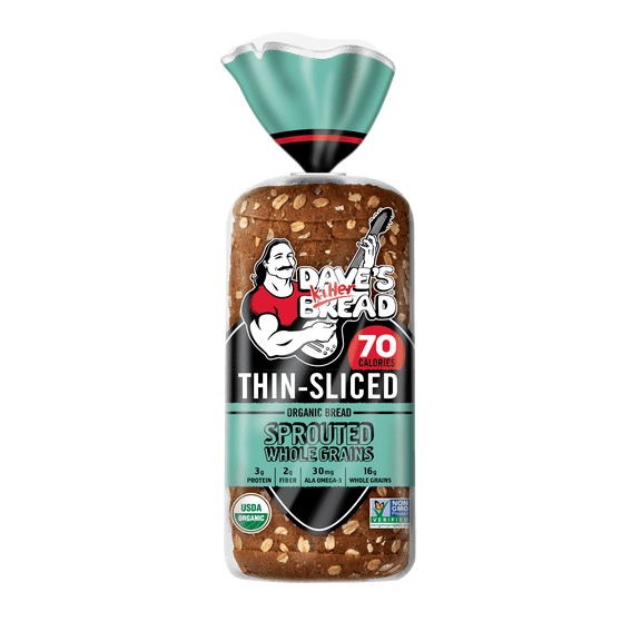 Dave's Killer Bread Sprouted Whole Grains Thin-Sliced Organic Sandwich Bread, 20.5 oz, Shelf-Stable