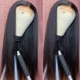 thumbnail image 6 of Guoxxzi Front Lace Wig Black Long Straight Hair Synthetic Fiber Wig 24 Inch, 6 of 9