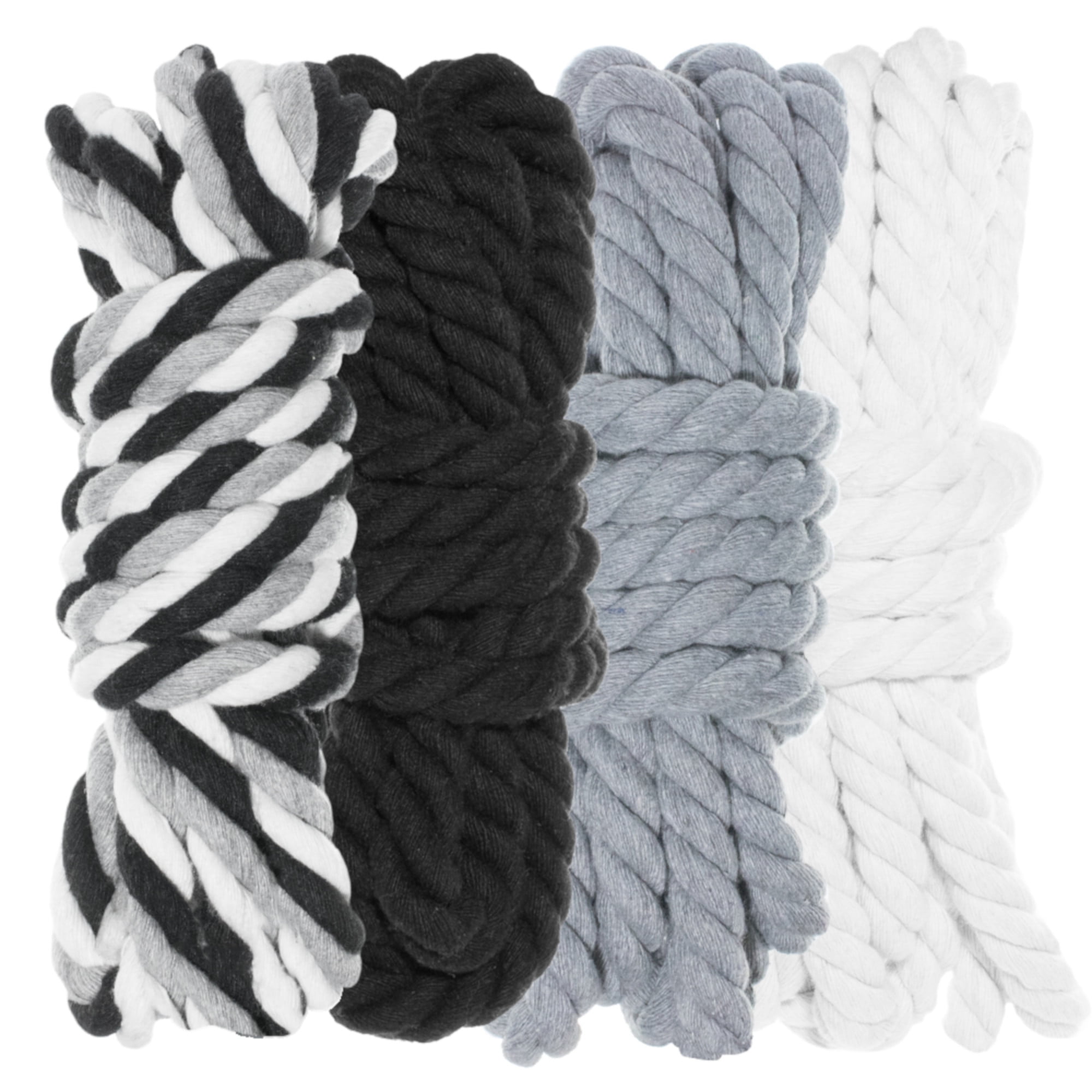 Twisted 3 Strand Natural Cotton Rope 40 and 100 Foot Kits in 1/4 Inch and  1/2 Inch - Soft Knot Tying Artisan Cord Decorative Crafting - Assorted 