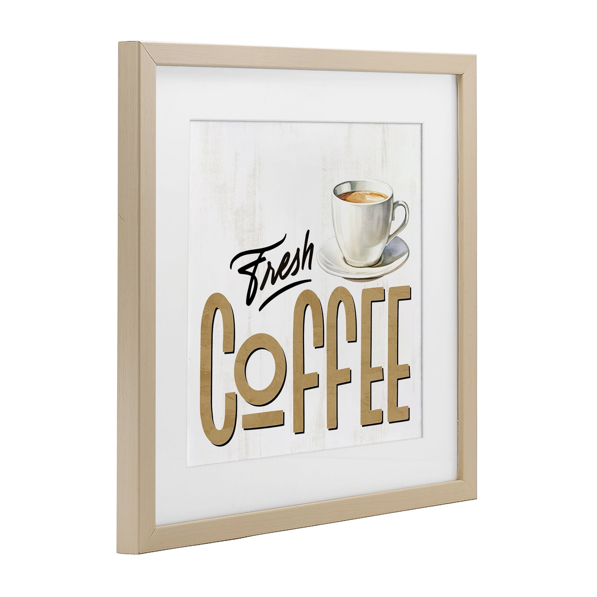 Stupell Industries Fresh Hot Coffee Birch Framed Print Under Glass, design by Kim Allen