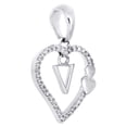 thumbnail image 2 of 10K White Gold Diamond Heart Pendant Dangling Initial V Cut Out Charm 0.10 Ct., 2 of 6