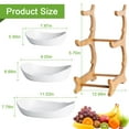 thumbnail image 3 of 3 Tier Fruit Basket Bowl Holder Ceramic+Wood Kitchen Vegetables Storage Stand White, 3 of 12