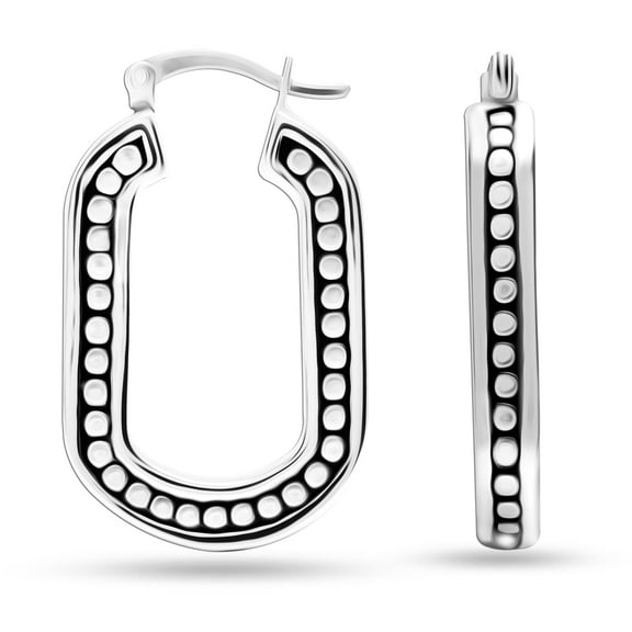 LeCalla 925 Sterling Silver Jewelry Antique Light-Weight Click-Top Hoop Earrings for Women and Teen 30MM