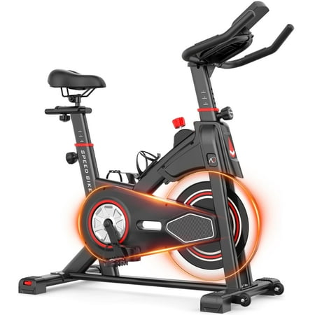 Exercise Bike Indoor Stationary Cycling Bike with 300lbs Weight Capacity,100% Resistance Adjustment Range, Heavy Flywheel, Comfortable Seat Cushion & LCD Monitor