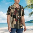 thumbnail image 2 of Salouo Abstract Geometric Faces for Hawaiian Shirt for Men,Summer Beach Casual Short Sleeve Button Down Shirts Men's Regular-Fit Short-Sleeve Print Shirt -Large, 2 of 6