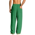 thumbnail image 4 of Dresfit Men's Wide Leg Pants Lounge Linen Pants 2026 Summer Drawstring Straight Leg Trousers with Back Pockets Lightweight Baggy Uncuffed Beach Pant Green 3XL, 4 of 8