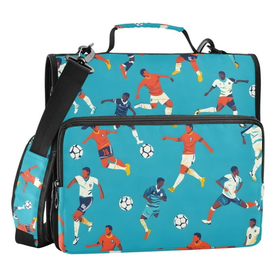 ALAZA Zipper Binder Play Soccer Football 3 Ring Trapper Keeper File Folder Organizer Bag