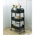thumbnail image 4 of AGTEK Makeup Cart, Movable Rolling Organizer Cart, Black 3 Tier Metal Utility Cart, 4 of 4