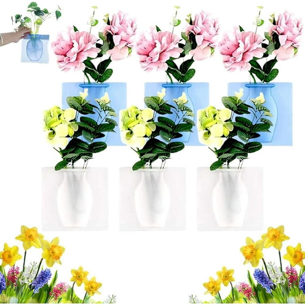 Adhesivo mágico de silicona para florero, florero de silicona reutilizable y extraíble, adhesivo autoadhesivo para montaje en pared para decoración del hogar y la oficina, regalo ideal (6 piezas-B)
