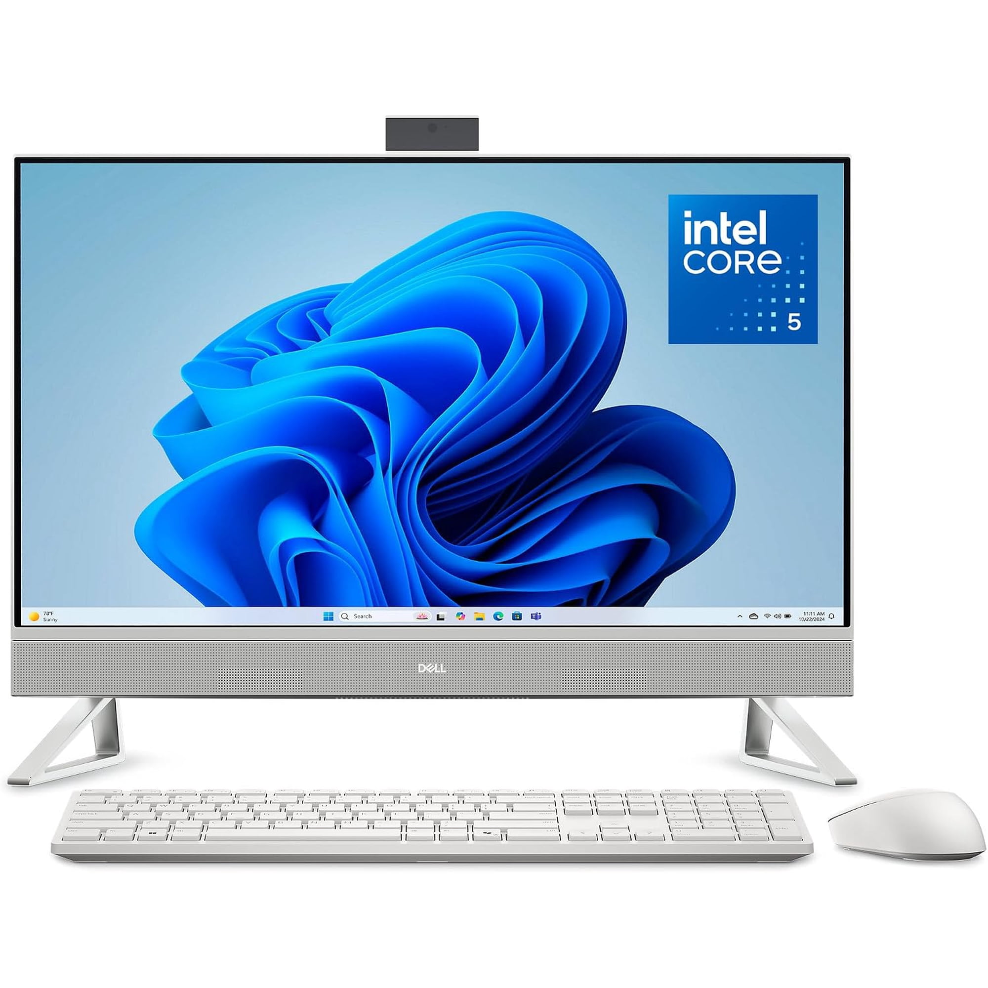 Dell 27 All-in-One Desktop ec27250-27-inch FHD (1920 x 1080) Display, Intel Core 5 Processor 120U, Graphics, 16GB DDR5 RAM, 512GB SSD, Windows 11 Home, Onsite Service - White