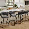 thumbnail image 6 of Yongchuang Velvet Bar Stools Set of 2, 30 inch Modern Barstools with Woven Back Bar Height Bar Chairs for Kitchen Island, Cafe, Pub, Ivory, 6 of 16