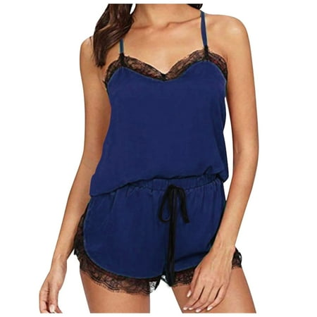

Miarhb Women period cotton brief underwear Women Pajamas Suspender Pajamas Lace Edge Satin Top Pajamas Suit for me