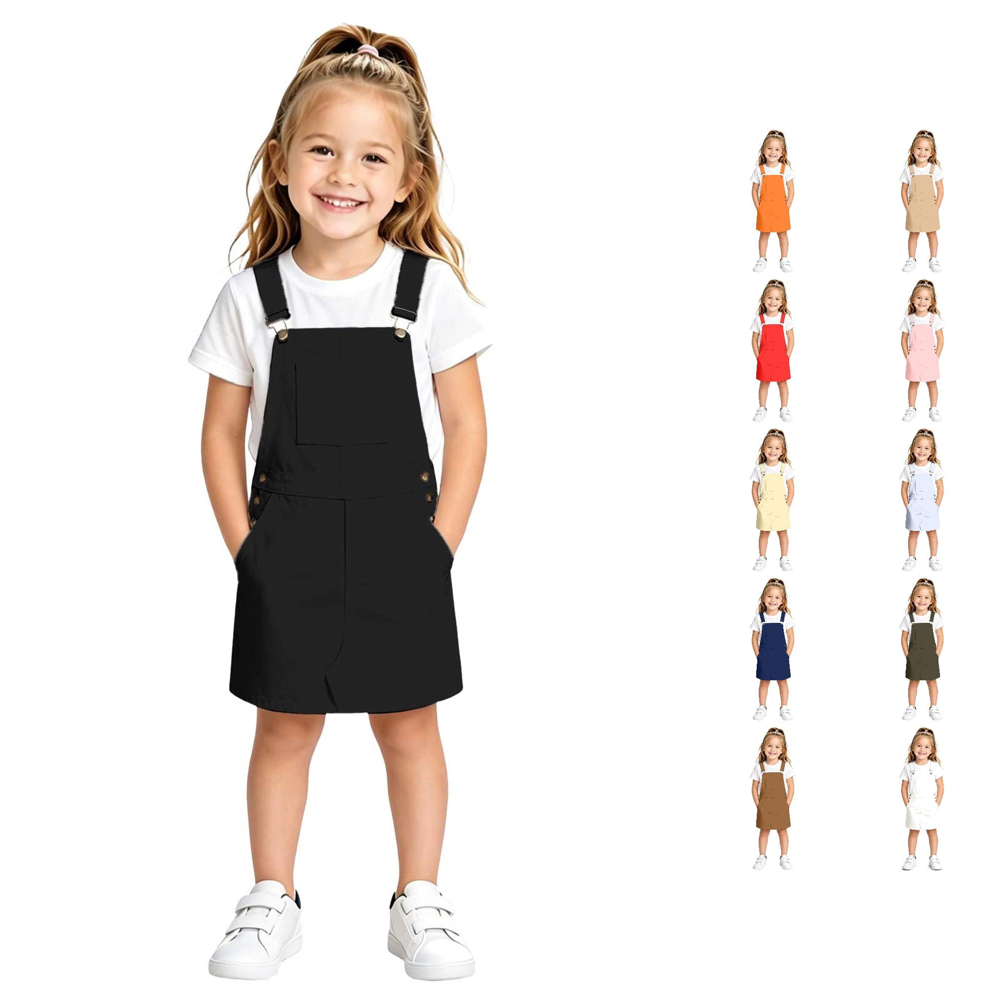 Girls Suspender Skirt Casual Summer Spaghetti Straps Romper Dresses with Pockets for Kid 4-5 Years