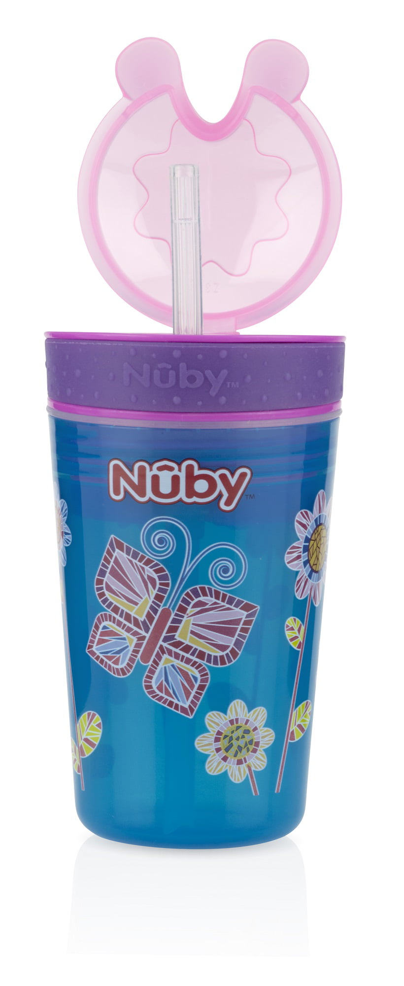 Nuby Snack N' Sip 2 in 1 Snack and Drink Cup, 2 Pack, Pink/Purple –