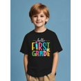 thumbnail image 1 of Hello First Grade" Boys' Casual T-Shirt - Vibrant "Hello First Grade" Print with Pencil & Stars, Crew Neck, Short Sleeve, Breathable Polyester, Perfect for School Season & Summ, 1 of 6