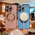 thumbnail image 5 of Magnetic Case for iPhone 12 Pro Clear Glitter Case, [Compatible with MagSafe Wireless Charging] Non-Yellowing Sparkle Shining Case for Women Girls, Rugged Shockproof Phone Case,Pink, 5 of 7