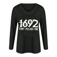 thumbnail image 3 of 1692 They Missed One Shirt Vintage Witch Print Long Sleeve Sweatshirt Halloween Casual V-Neck Tee Pullover Tops, 3 of 5
