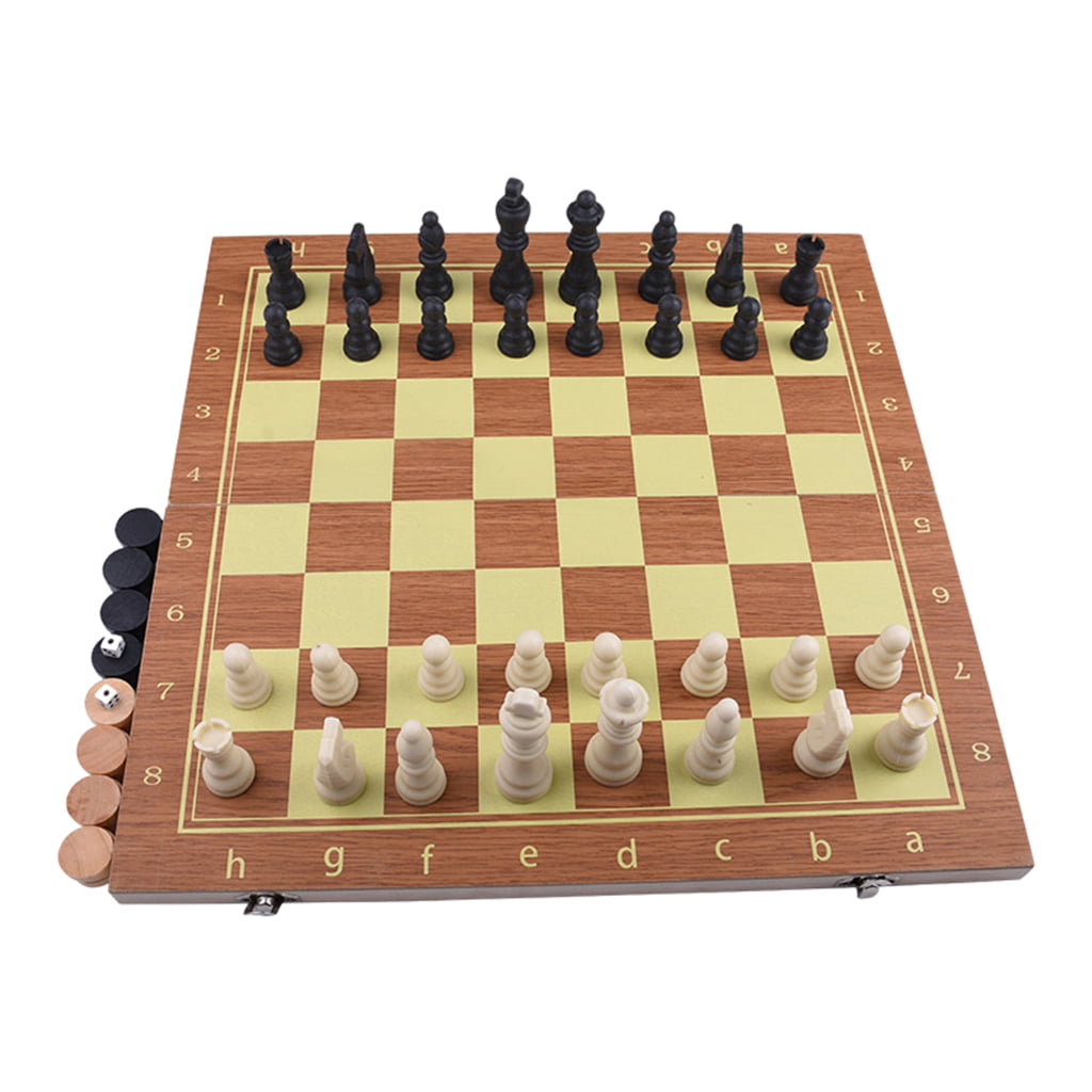 Folding Chess Board Portable Set Traditional Game International Chess Pieces 