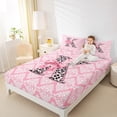 thumbnail image 4 of Homewish Leopard Print Letter Twin Sheet Sets, Ribbon Monogrammed K Twin Fitted Sheet, Hippie Mandala Damask Flat Sheet, Ultra Soft Bedroom Decor, 3-Piece, 4 of 7