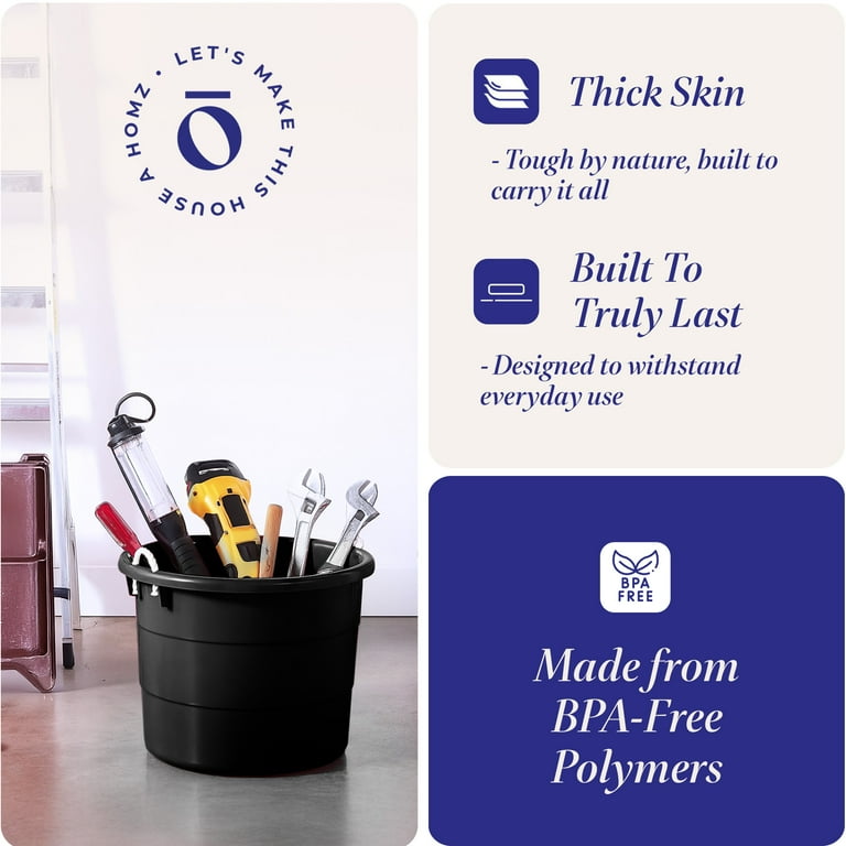 Homz Large 18 Gallon Plastic Party Bin, Utility Storage Tub with