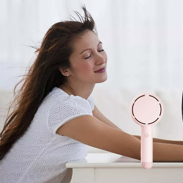 Up to 65% off Handheld Vanity Mirror With Light Portable Silent USB Charging Summer Small Electric Fan