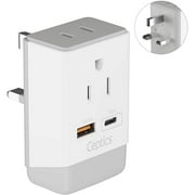 UK Ireland Travel Plug Adapter with QC 3.0 & PD by Ceptics, Safe Dual USB & USB-C - 2 USA Socket Compact & Powerful -