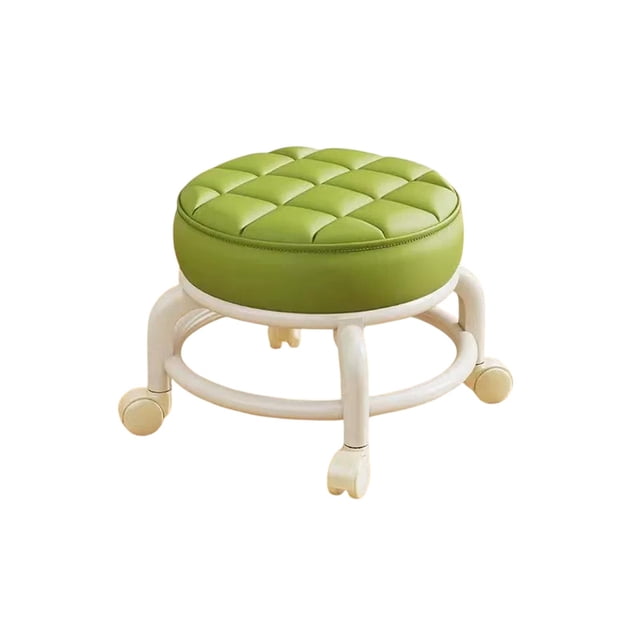 Green Swivel Wheel Stool Home Plastic Casters Low Stool Living Room Movable Seat For Shoe Changing Craft Work Pet Resting