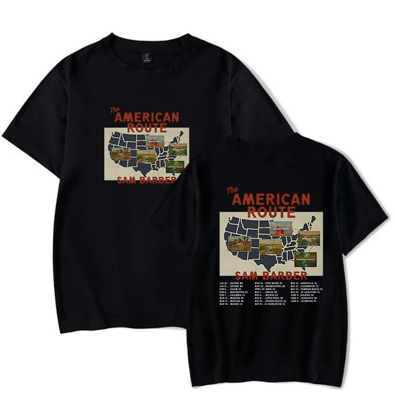 Sam Barber The American Route Tour 2026 T-Shirt Women Men Casual Crewneck Short Sleeve Fashion Tee
