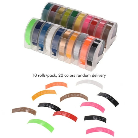 3D Embossing Label Tape Refill for DYMO 12965 1610 Label Maker with 3/8 Inch * 9.8 feet, 10 Roll (Random Color Delivery)
