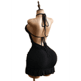 thumbnail image 4 of RDKTPXZ Women's Ruched Halter Mini Dress, Backless Bodycon Ruffle Hem Party Dress, 4 of 5