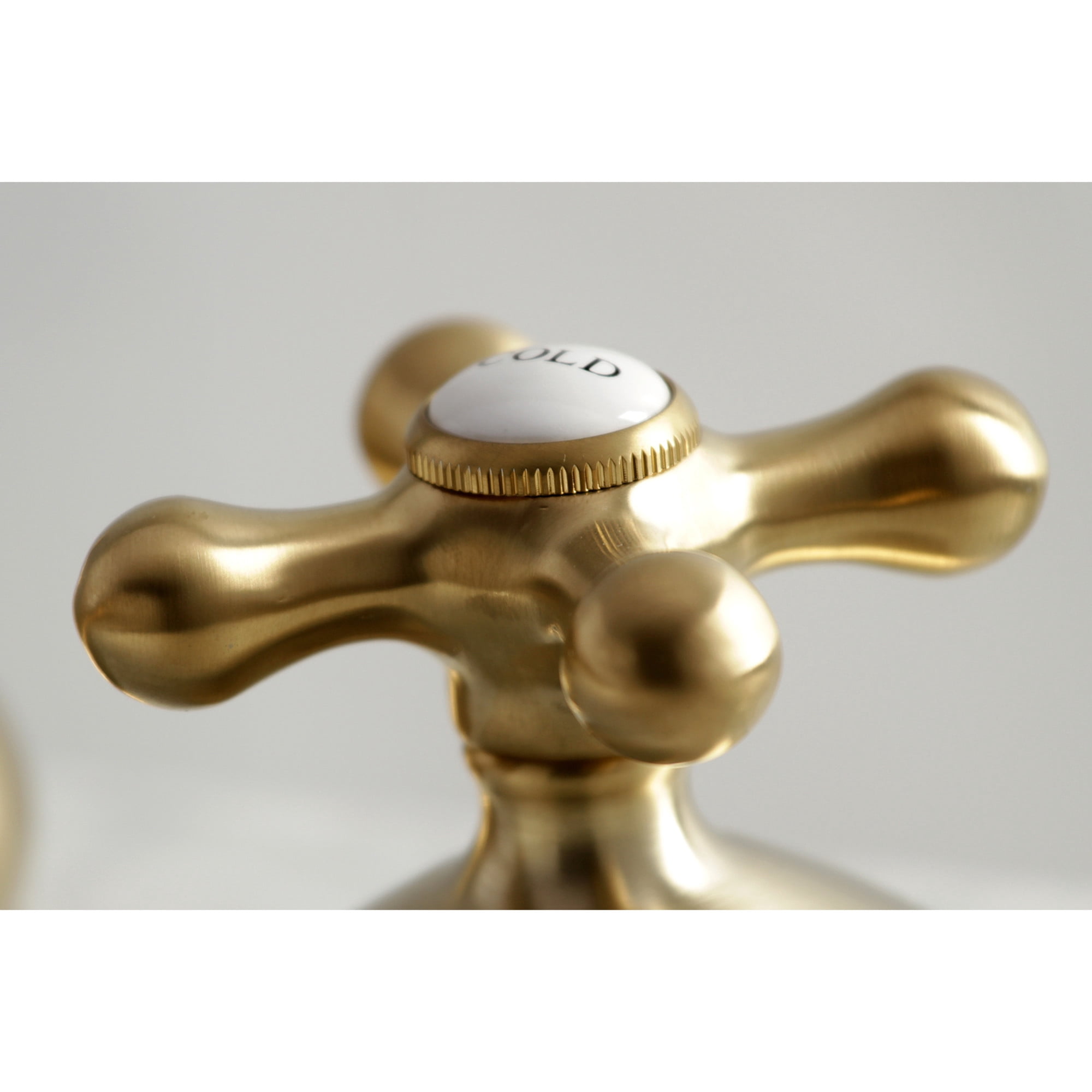 Kingston Brass KS1167AX Kingston Two-Handle 3-Hole Deck Mount Widespread Bathroom Faucet with Brass Pop-Up in Brushed Brass