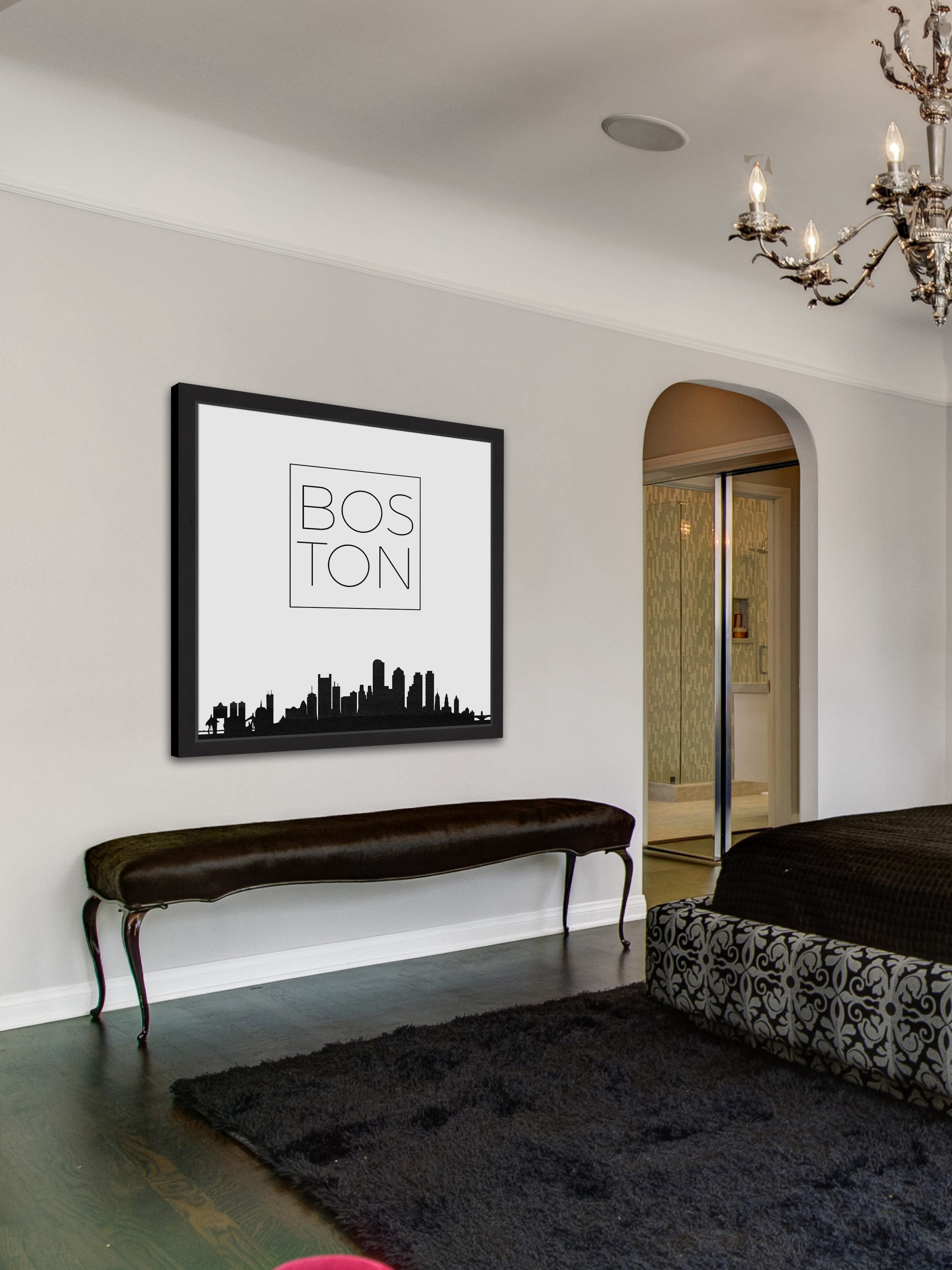 "Boston Skyline" Framed Painting Print