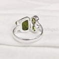 thumbnail image 3 of Natural Peridot Ring, Raw Peridot Gemstone Ring, August Birthstone, Adjustable, 3 Stone, 925 Sterling Silver, Womens Ring, Christmas, Thanksgiving, Handmade, Statement Jewelry, Rough Gemstone Jewelry, 3 of 3